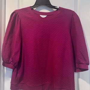 Time And Tru Quilted Balloon Sleeve Top Violet Magenta Recycled XXL (20) Women